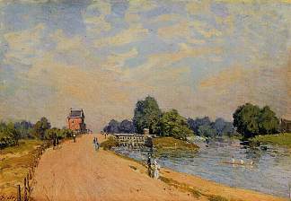 汉普顿宫之路 The Road from Hampton Court (1874)，阿尔弗莱德·西斯莱