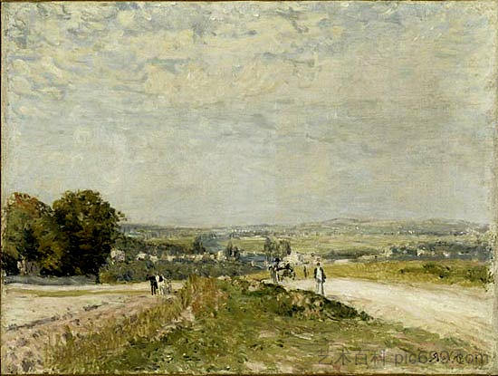 通往蒙比松卢维西讷之路 The Road to Louveciennes Montbuisson (1875)，阿尔弗莱德·西斯莱