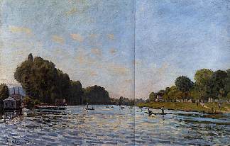 布吉瓦尔的塞纳河 The Seine at Bougival (1872)，阿尔弗莱德·西斯莱