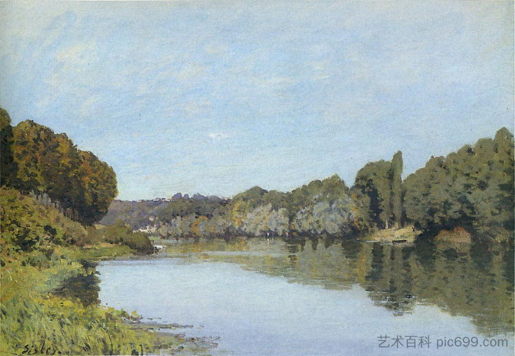 布吉瓦尔的塞纳河 The Seine at Bougival (1873)，阿尔弗莱德·西斯莱