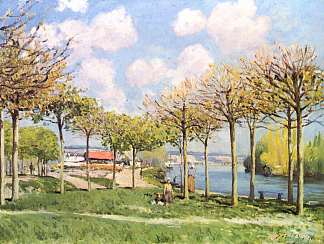 布吉瓦尔的塞纳河 The Seine at Bougival (1876)，阿尔弗莱德·西斯莱