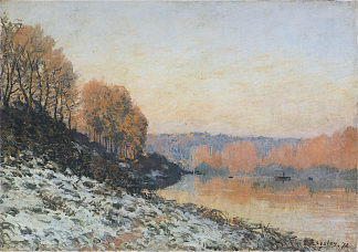 冬季布吉瓦尔的塞纳河 The Seine at Bougival in Winter (1872)，阿尔弗莱德·西斯莱