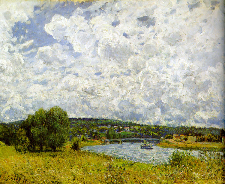 苏雷内斯的塞纳河 The Seine at Suresnes (1877)，阿尔弗莱德·西斯莱