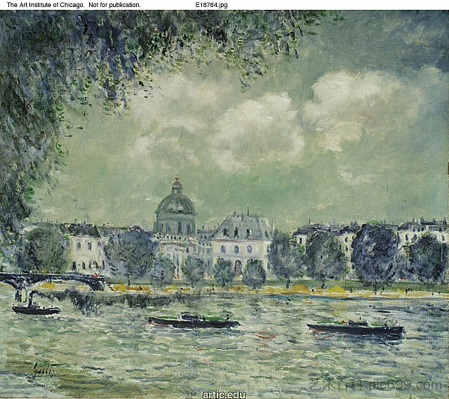 塞纳河与法国研究所 The Seine with the Institute of France (c.1870)，阿尔弗莱德·西斯莱