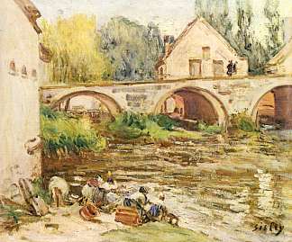 莫雷特的洗衣妇 The Washerwomen of Moret (1888)，阿尔弗莱德·西斯莱