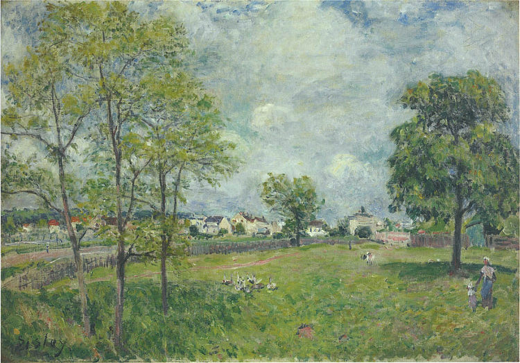 村庄景观 View of the Village (1885)，阿尔弗莱德·西斯莱