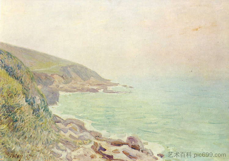 雾中的威尔士海岸 Welsh Coast in the fog (1887)，阿尔弗莱德·西斯莱