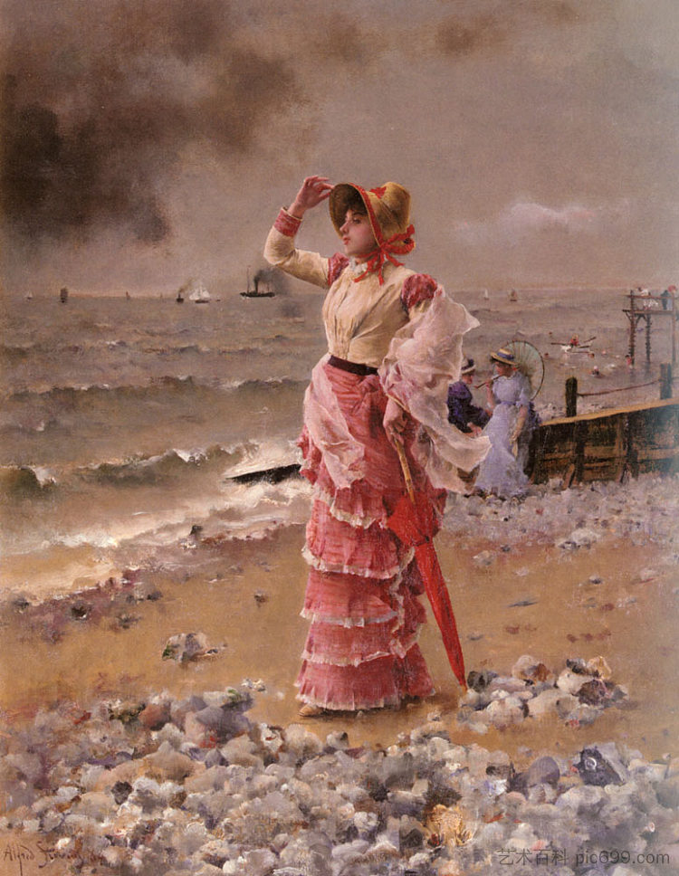 优雅的女人 An elegant woman (1884)，阿尔弗雷德·史蒂文斯