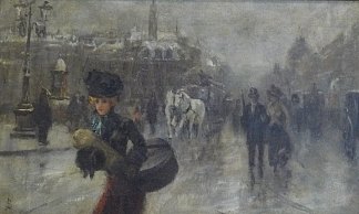 林荫大道上的优雅 Elegant on the Boulevards (c.1888)，阿尔弗雷德·史蒂文斯