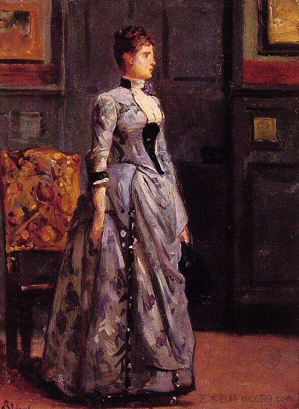 蓝衣女人的肖像 Portrait of a Woman in Blue，阿尔弗雷德·史蒂文斯