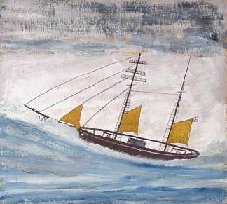 带有两根桅杆和黄色帆的渔船 Fishing Boat with Two Masts and Yellow Sails (1920)，艾尔弗雷德沃利斯