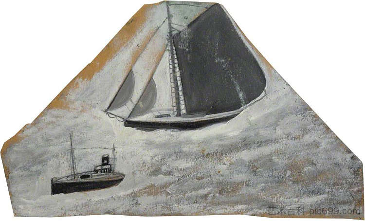 灰色帆船和小船 Grey Sailing Ship and Small Boat (1938)，艾尔弗雷德沃利斯