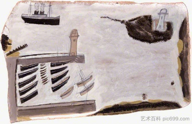 海港，圣艾夫斯，康沃尔郡 Harbour, St Ives, Cornwall (1936)，艾尔弗雷德沃利斯