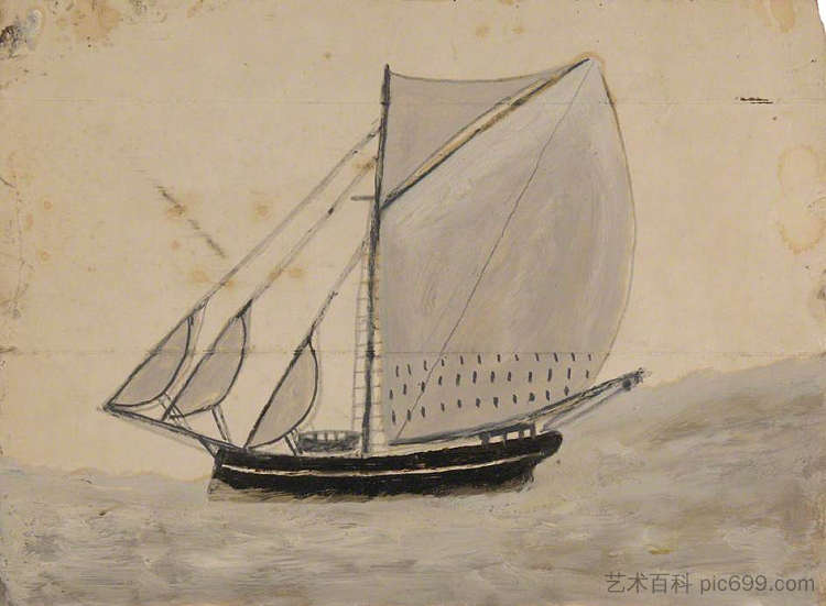 带有法国灰色帆的帆船 Sailing Boat with French-Grey Sails,艾尔弗雷德沃利斯