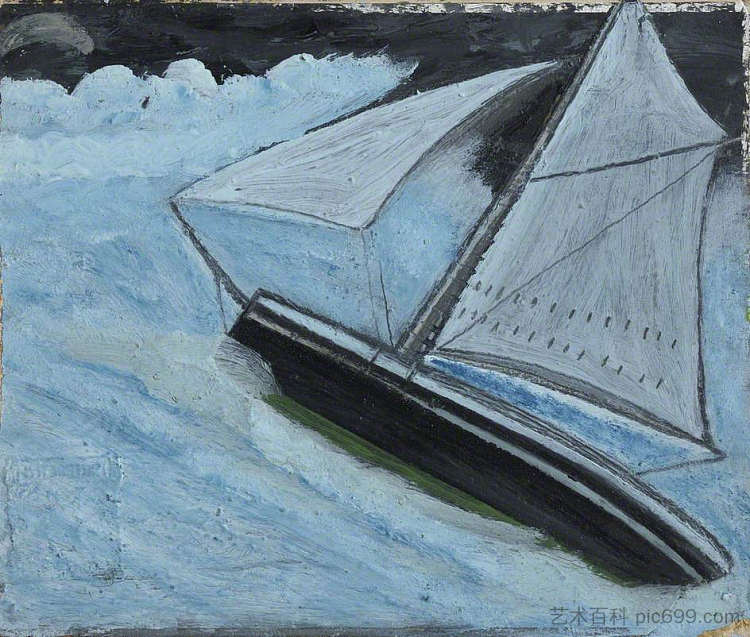 波涛汹涌的大海中的小船 Small Boat in a Rough Sea (1936),艾尔弗雷德沃利斯