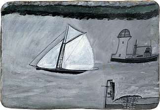 圣艾夫斯港。白色帆船 St Ives harbour. White sailing ship (1938)，艾尔弗雷德沃利斯