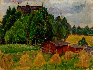 帕达斯约基的风景 Landscape from Padasjoki (1917)，阿尔弗雷德·威廉·芬奇