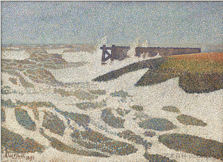 海斯特的破浪 Breaking Waves at Heyst (1891)，阿尔弗雷德·威廉·芬奇