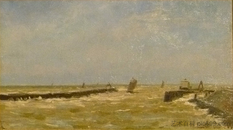 奥斯坦德港入口 Harbor Entrance Ostend (1884)，阿尔弗雷德·威廉·芬奇