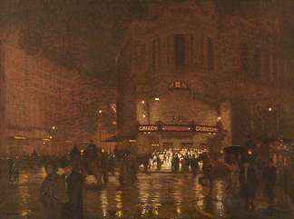 伦敦， 潮湿的夜晚， 欢乐剧院 London, Wet Evening, Gaiety Theatre，阿尔杰尼翁·塔尔米奇