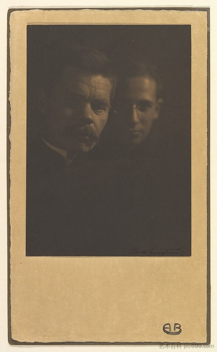 马克西姆·高尔基和他的养子泽娜·佩施科夫 Maxim Gorky and Zena Peschkoff, His Adopted Son (c.1910),爱丽丝·鲍顿