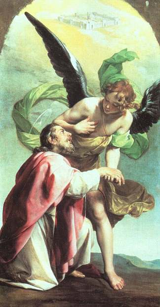 圣约翰福音传教士对耶路撒冷的异象 Saint John the Evangelist’s Vision of Jerusalem (1635; Spain                     )，阿隆佐·卡努