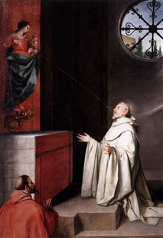圣伯纳德和圣母 St. Bernard and the Virgin (c.1650; Spain                     )，阿隆佐·卡努