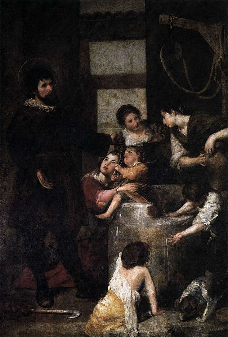 圣伊西多尔救了一个掉进井里的孩子 St. Isidore saves a child that had fallen in a well (c.1647; Spain  )，阿隆佐·卡努