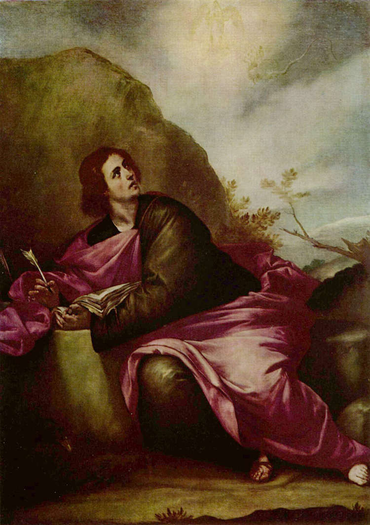 帕特莫斯的福音传教士圣约翰 St. John the Evangelist at Patmos (c.1645; Spain  )，阿隆佐·卡努