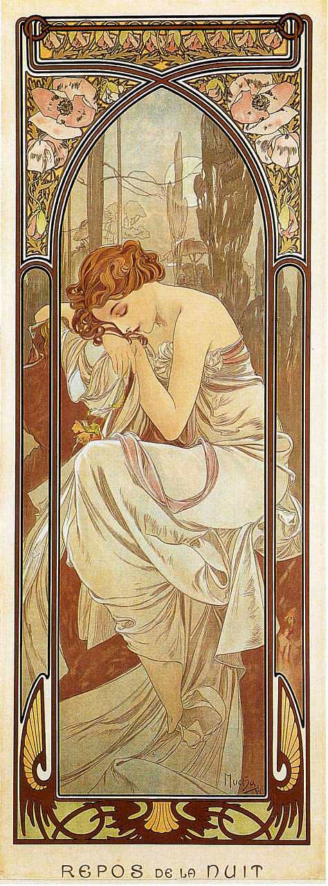 夜间休息 Night’s Rest (1899)，阿尔丰斯·慕夏