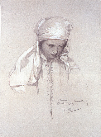 一个女孩的肖像 Portrait of a Girl (1913)，阿尔丰斯·慕夏