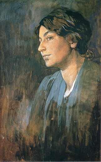 艺术家妻子马鲁什卡的肖像 Portrait of Marushka, Artist s Wife (1905)，阿尔丰斯·慕夏