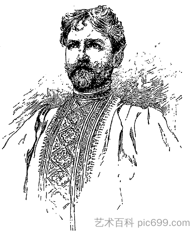 穆夏本身的肖像 Portrait of Mucha by itself (1897)，阿尔丰斯·慕夏