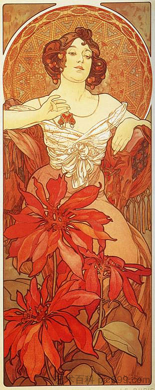 红宝石 Ruby (1899)，阿尔丰斯·慕夏