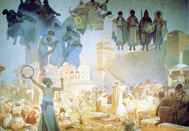 斯拉夫礼仪的介绍 The Introduction of the Slavonic Liturgy (1912),阿尔丰斯·慕夏