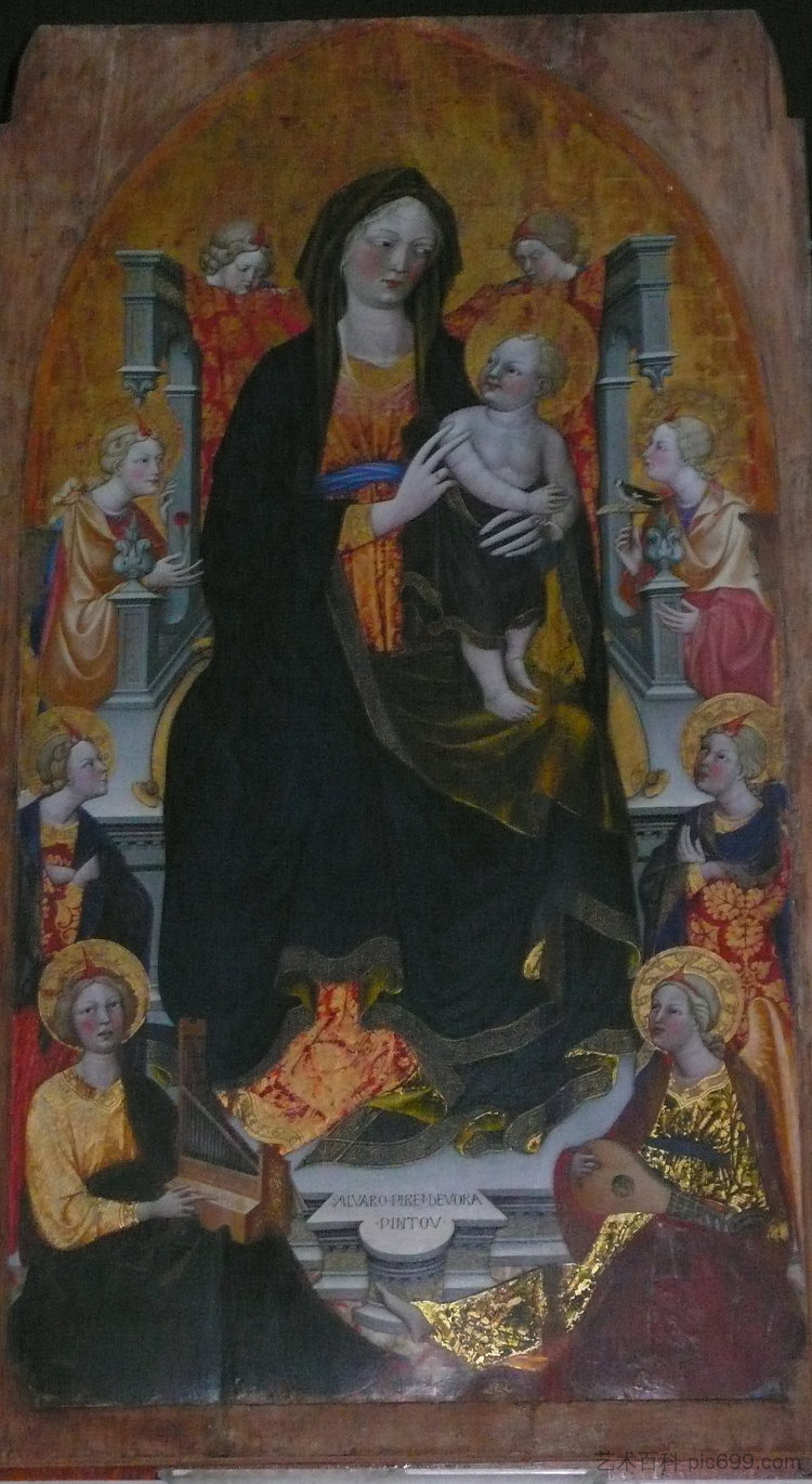 处女与孩子和天使 Virgin with child and angels (c.1430; Italy  )，埃武拉的阿尔瓦罗·皮雷斯