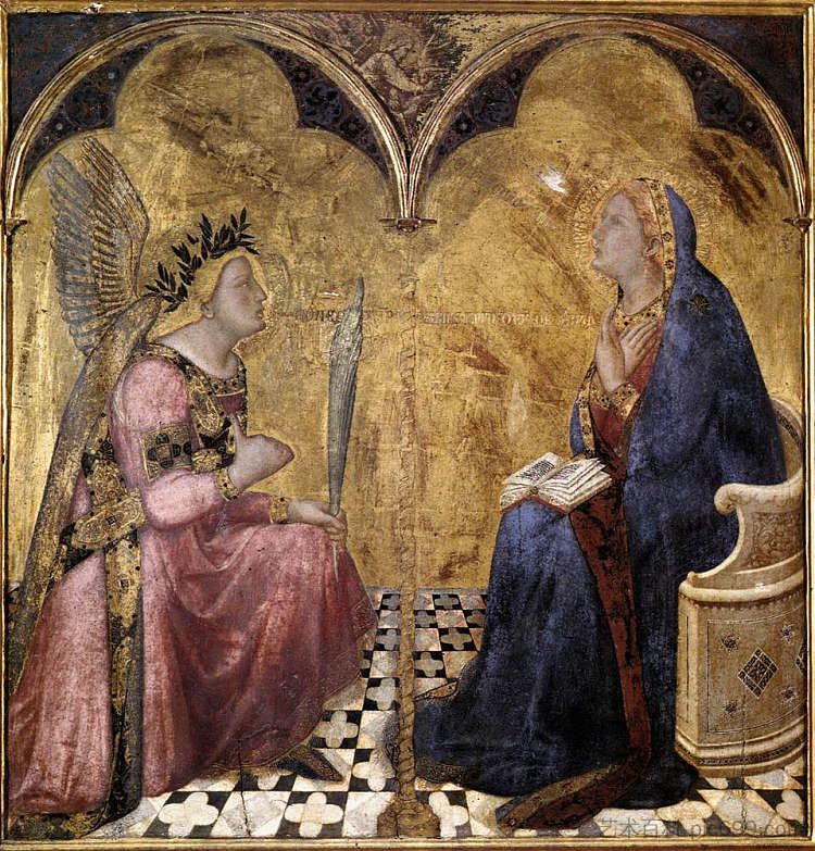 报喜 Annunciation (1344)，安布罗吉奥·洛伦泽蒂