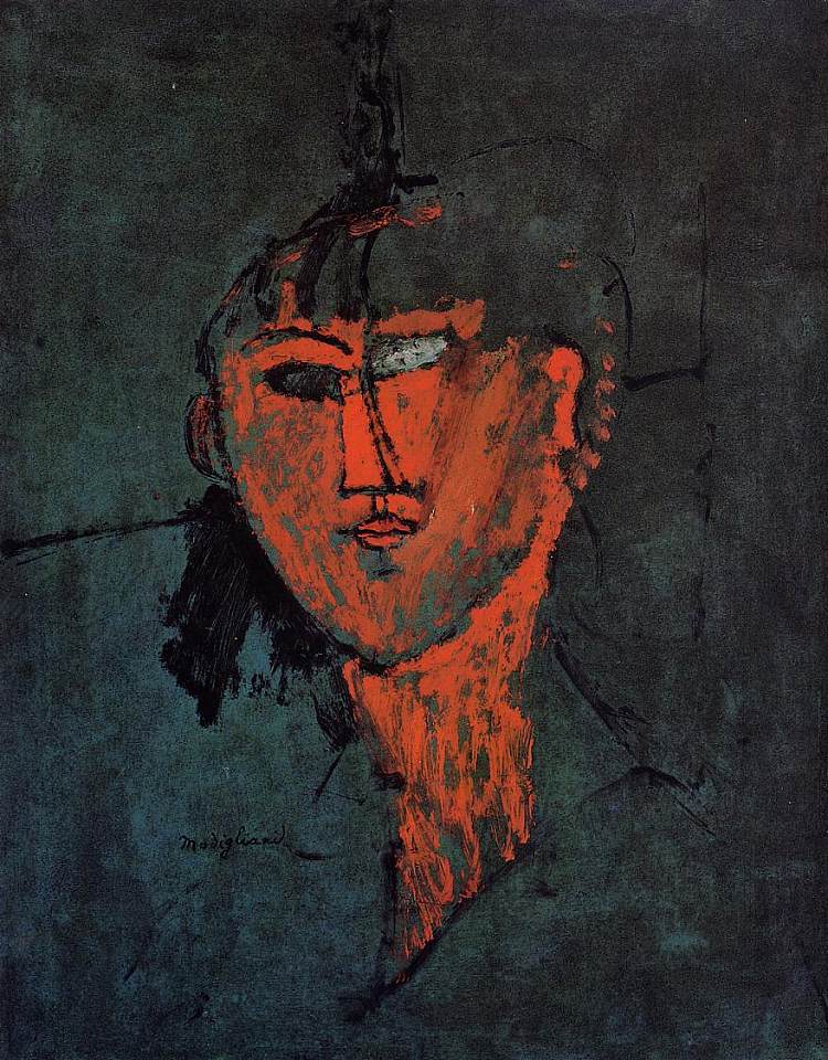 一个头 A Head (1915; Paris,France  )，阿梅代奥·莫迪利亚尼