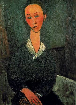 一个白领女人 A woman with white collar (1916; Paris,France                     )，阿梅代奥·莫迪利亚尼