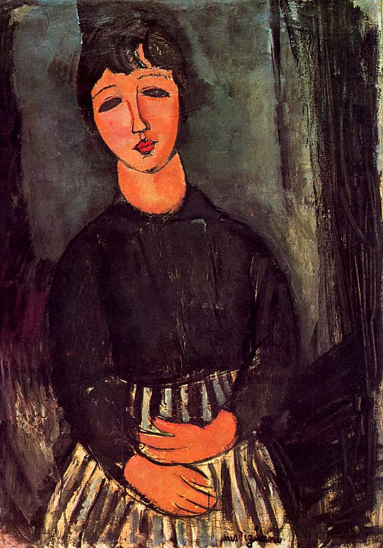 一个年轻的女孩 A young girl (1916; Paris,France  )，阿梅代奥·莫迪利亚尼
