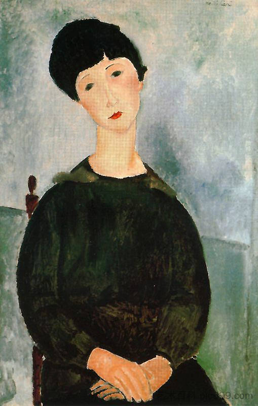 一个年轻的女孩 A young girl (1918; Paris,France ),阿梅代奥·莫迪利亚尼