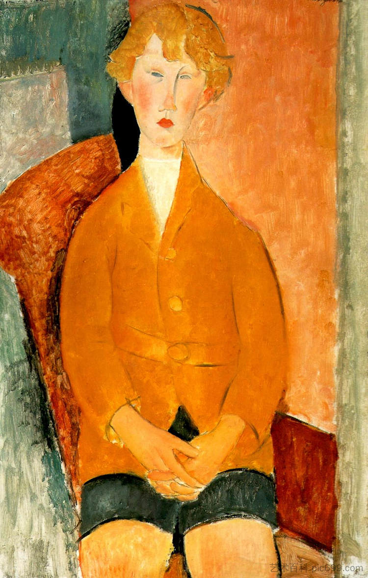 穿短裤的男孩 Boy in Shorts (1918; Paris,France ),阿梅代奥·莫迪利亚尼