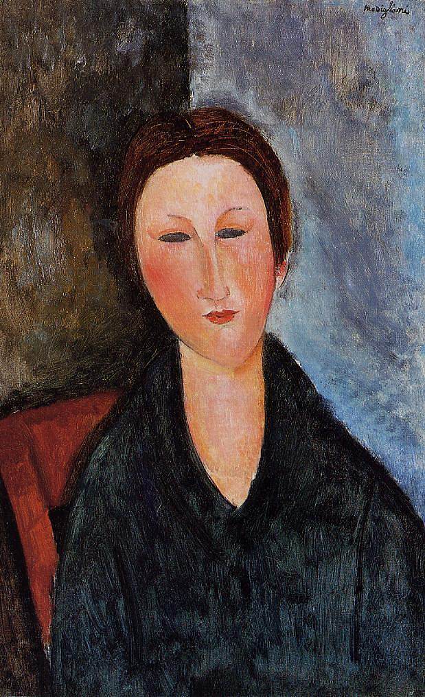 一个年轻女子的半身像（玛特小姐） Bust of a Young Woman (Mademoiselle Marthe) (1916 - 1917; Paris,France  )，阿梅代奥·莫迪利亚尼