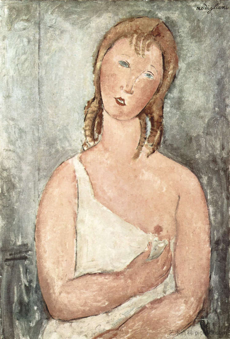 穿衬衫的女孩（红发女孩） Girl in the shirt (Red-haired girl) (1918; Paris,France  )，阿梅代奥·莫迪利亚尼