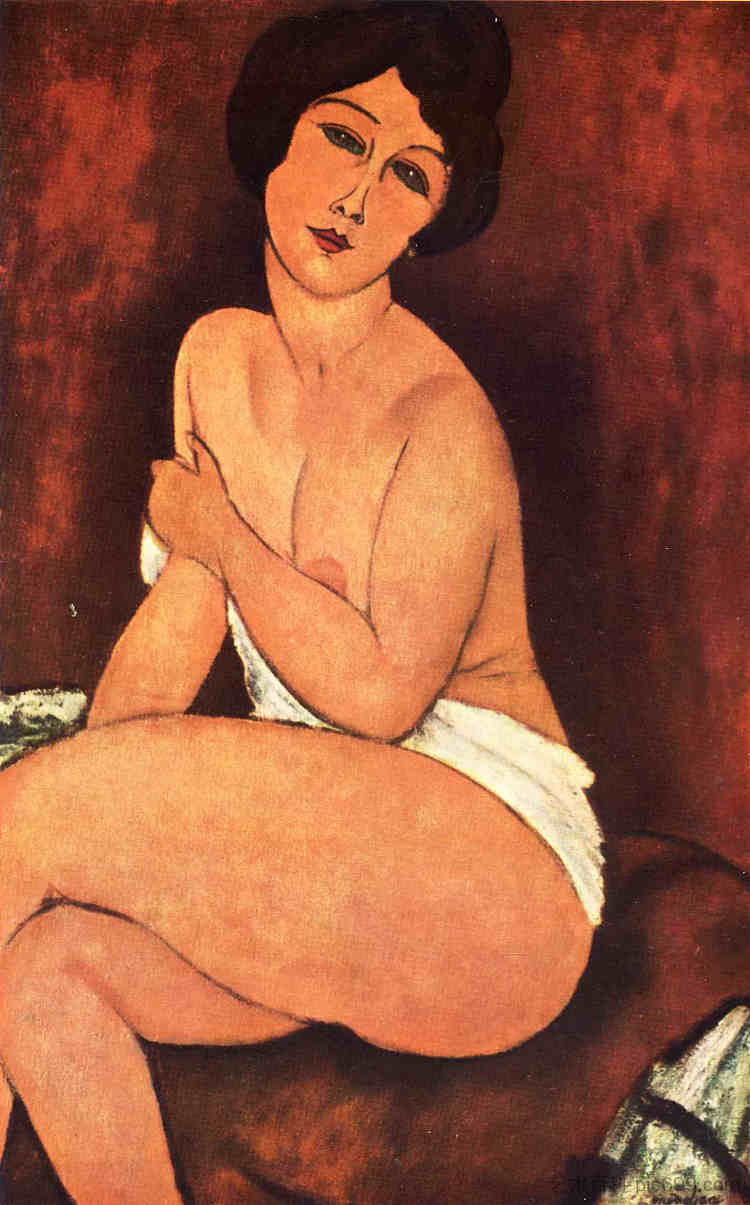 大号坐姿裸体 Large Seated nude (1917; Paris,France  )，阿梅代奥·莫迪利亚尼