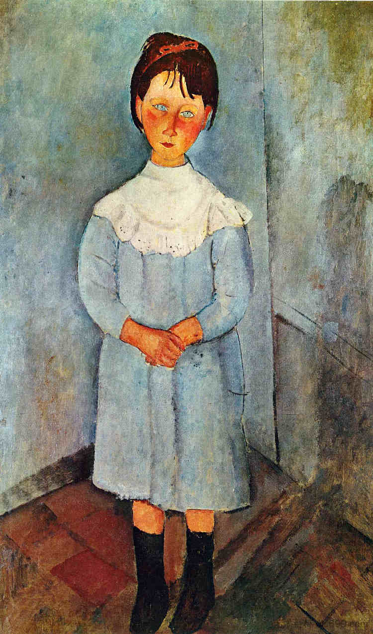 蓝衣小女孩 Little girl in blue (1918; Paris,France  )，阿梅代奥·莫迪利亚尼