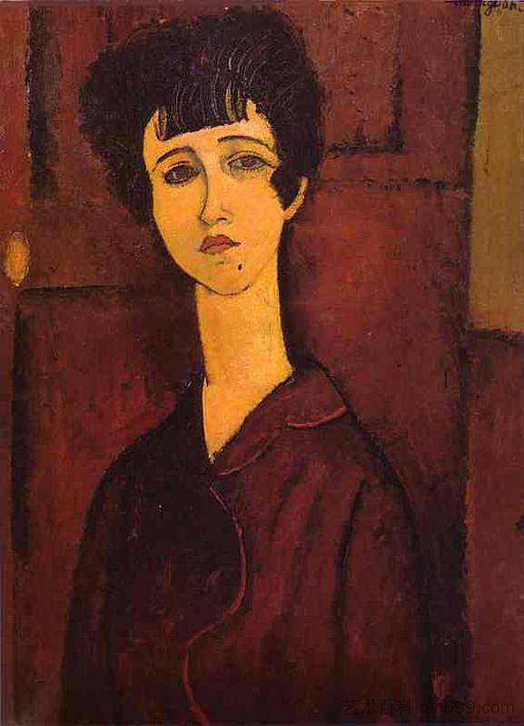 一个女孩的肖像（维多利亚） Portrait of a girl (Victoria) (1917; Paris,France  )，阿梅代奥·莫迪利亚尼