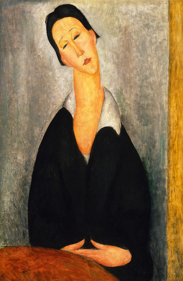 波兰妇女的肖像 Portrait of a Polish Woman (1919; Paris,France  )，阿梅代奥·莫迪利亚尼