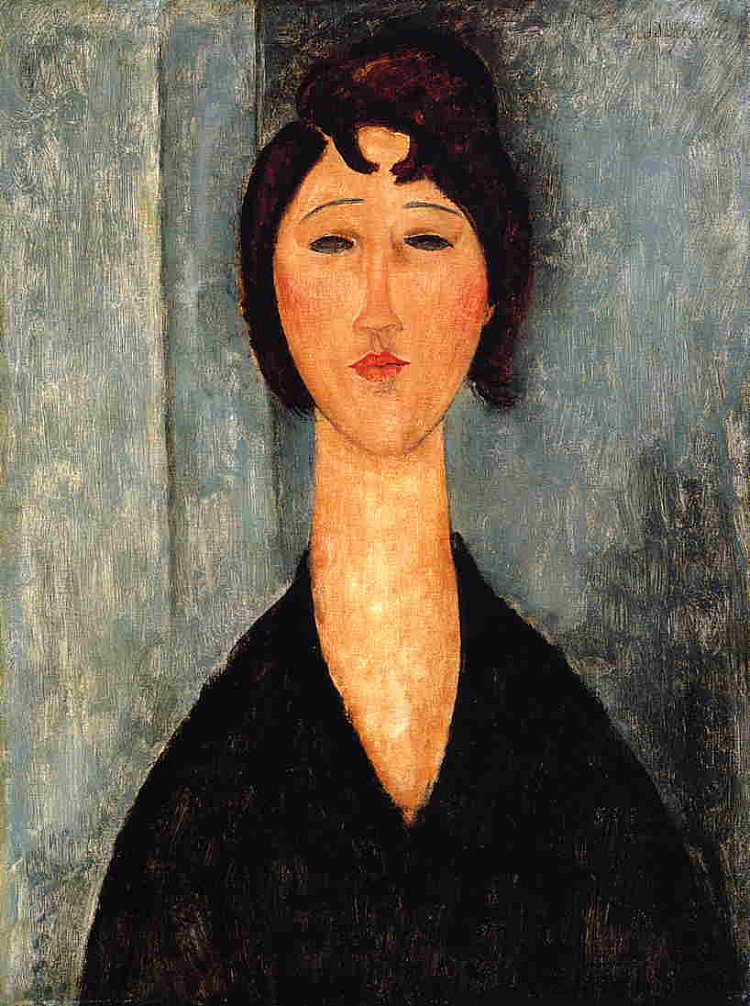 一个年轻女子的肖像 Portrait of a Young Woman (c.1918; Paris,France  )，阿梅代奥·莫迪利亚尼