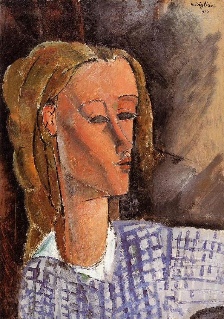 比阿特丽斯·黑斯廷斯的肖像 Portrait of Beatrice Hastings (1916; Paris,France  )，阿梅代奥·莫迪利亚尼
